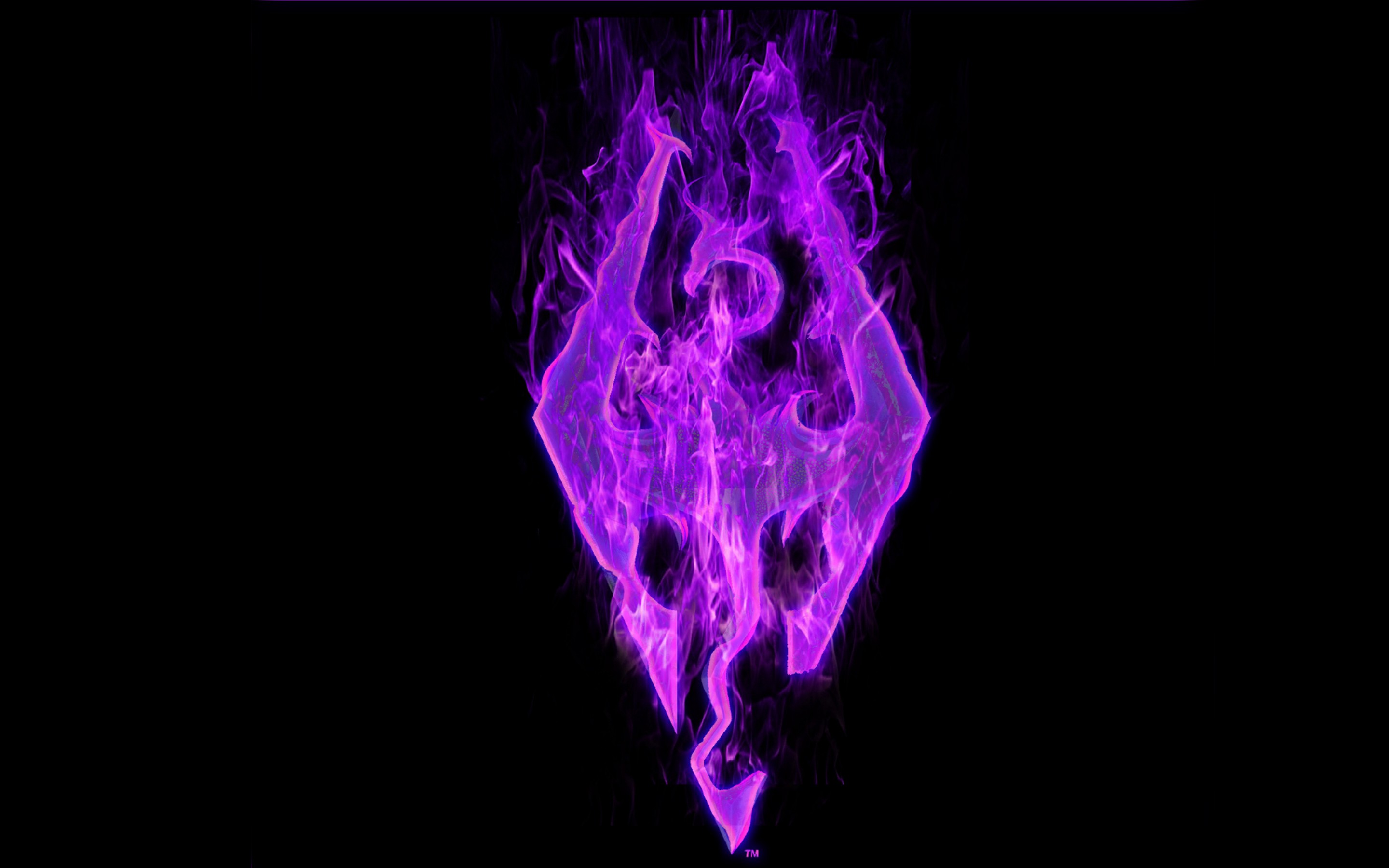 Skyrim Wallpaper Purple Fire Logo