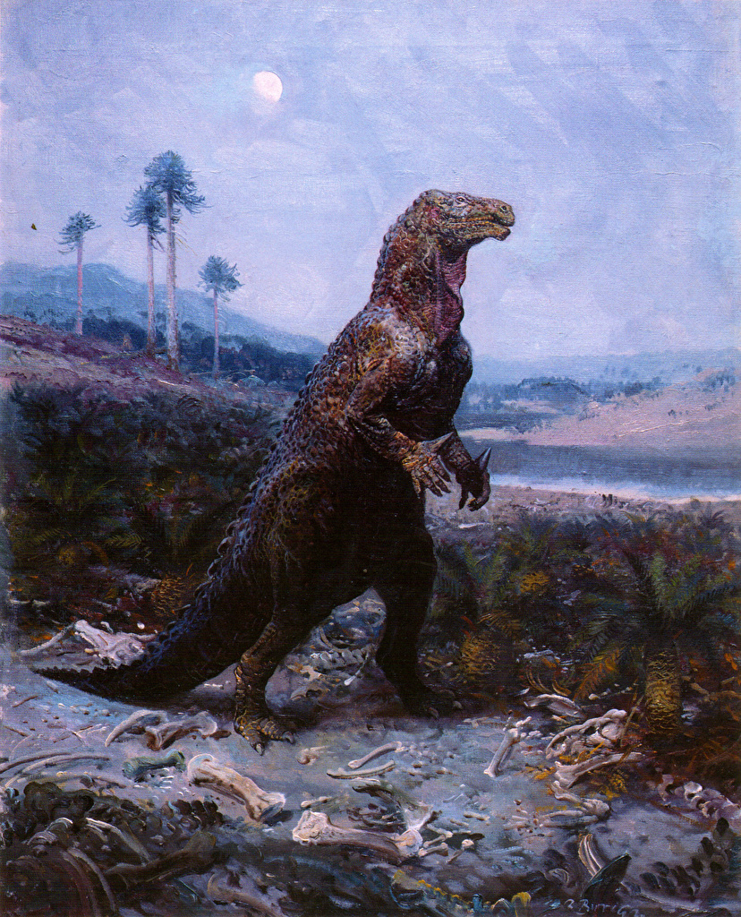 Desktop Wallpaper Zdenek Burian Dinosaurs Iguanodon Animals Ancient