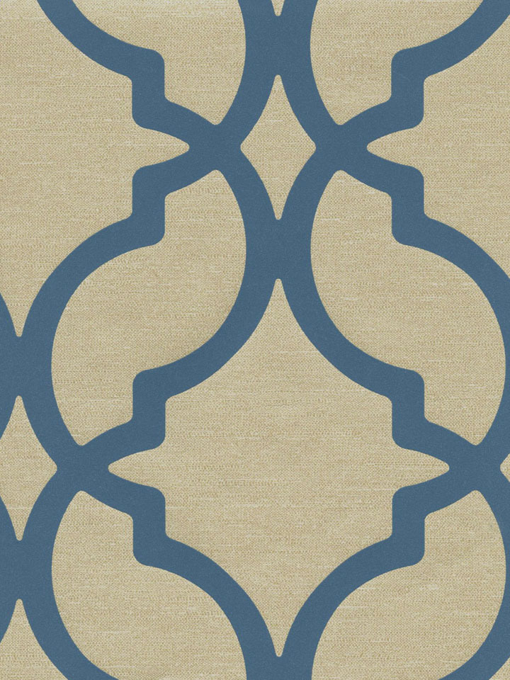 Blue Contempo Trellis Wallpaper Traditional
