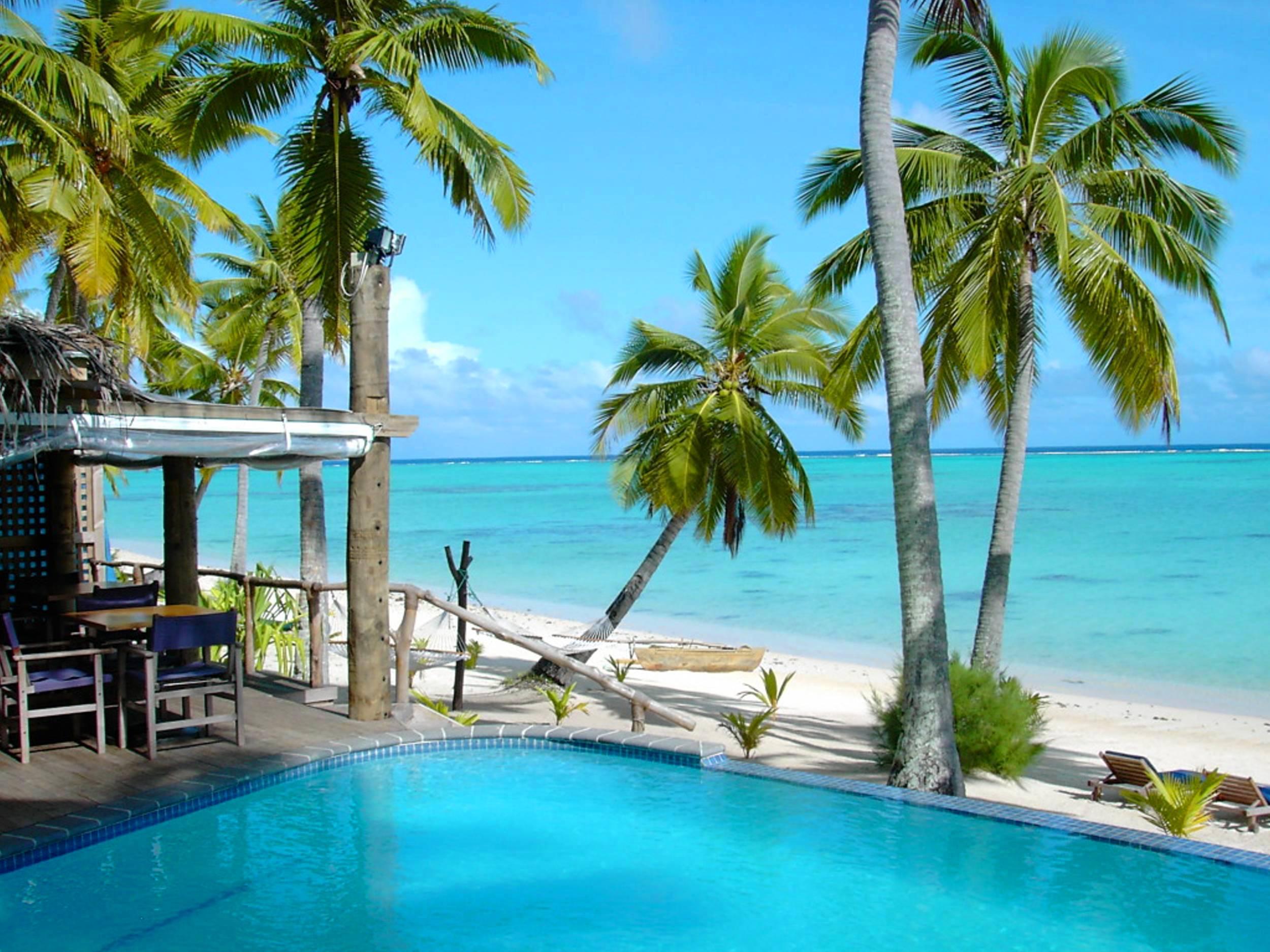 Pool Beach In Rarotonga Polynesia HD Desktop Wallpaper