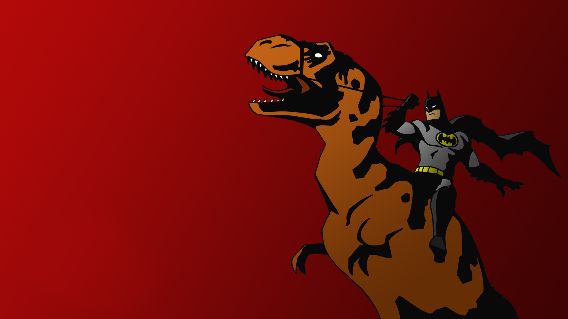 Batman Riding T Rex Wallpaper