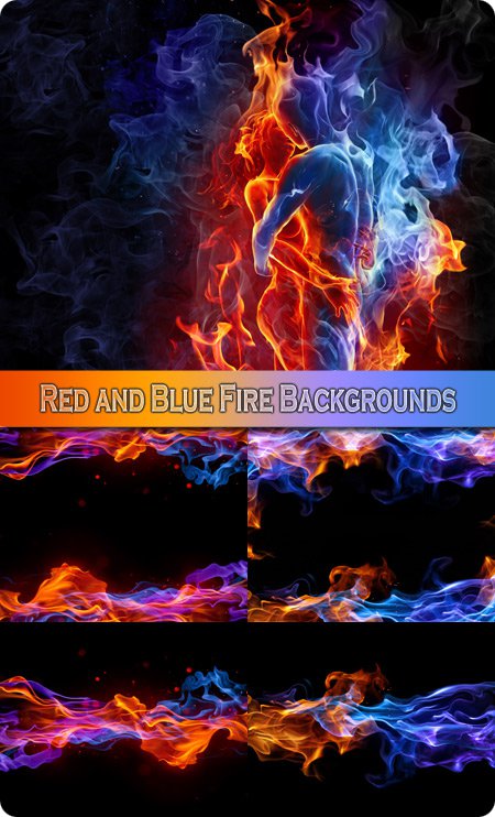 Blue And Red Fire Wallpaper Background