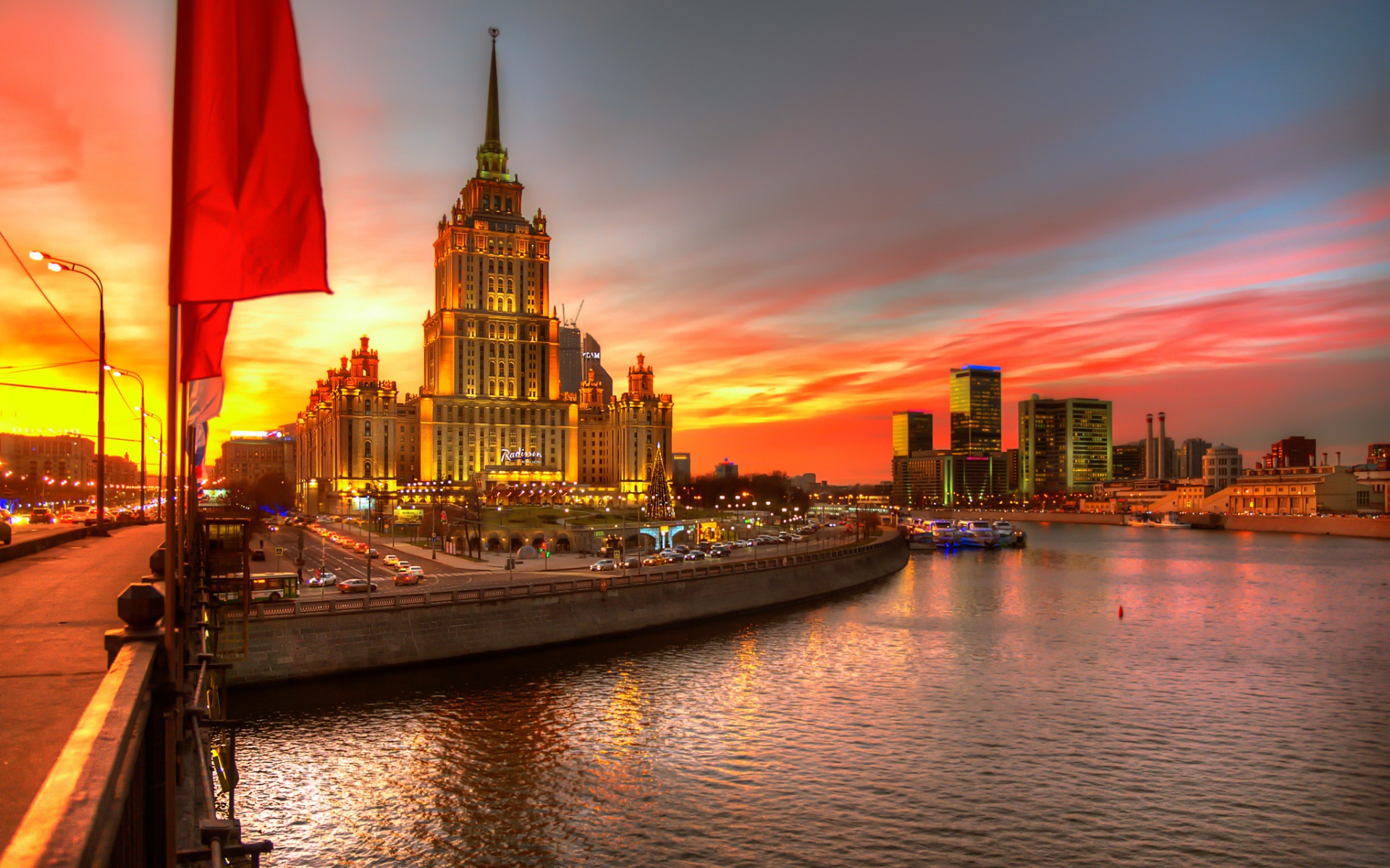 Sunset City Russia Man Made Moscow HD Wallpaper
