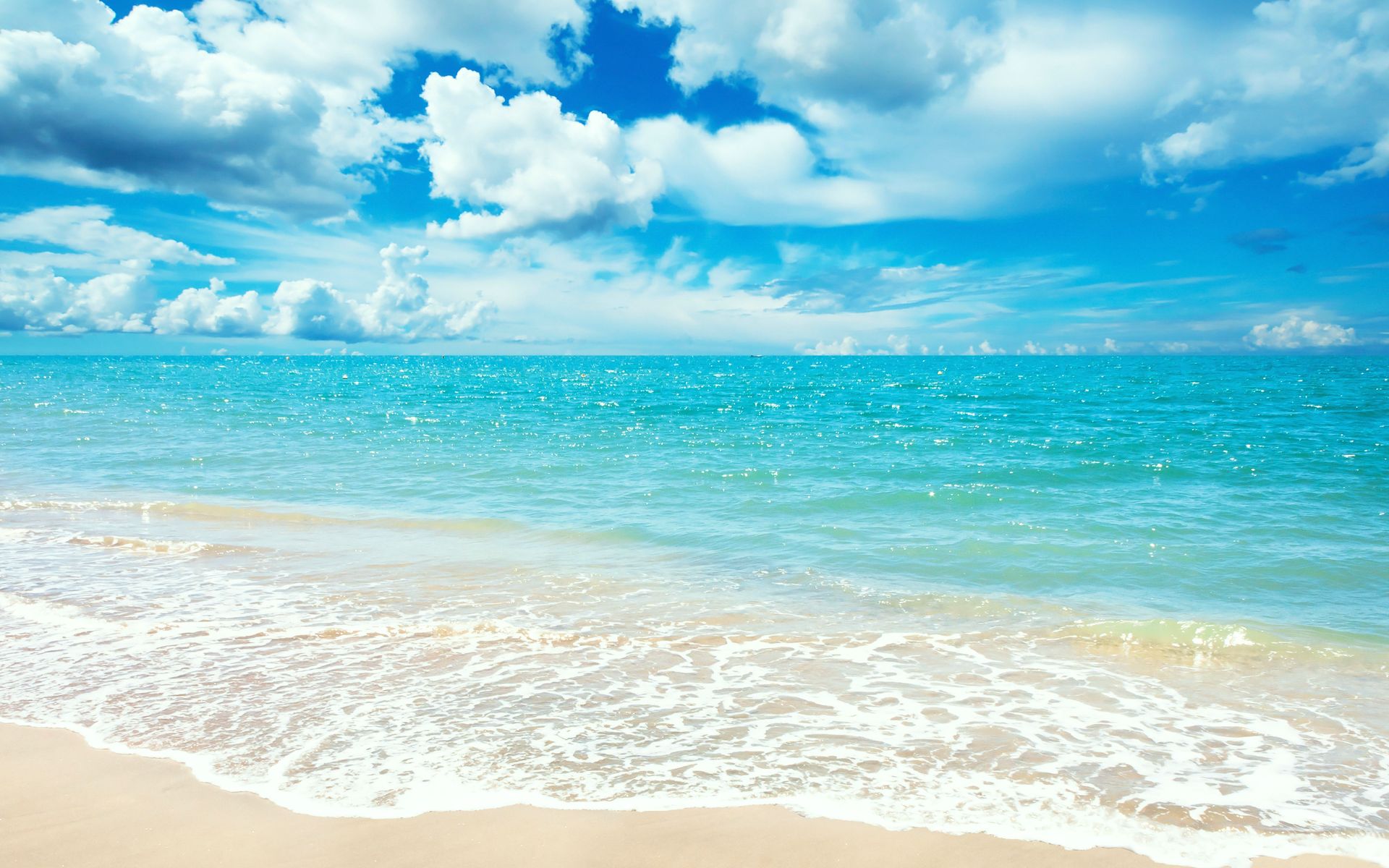 Summer Sea Wallpaper Beach Sky Clouds Sand Horizon Blue HD
