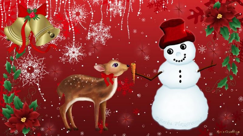 Snowman And Reindeer Wallpaper Walltor