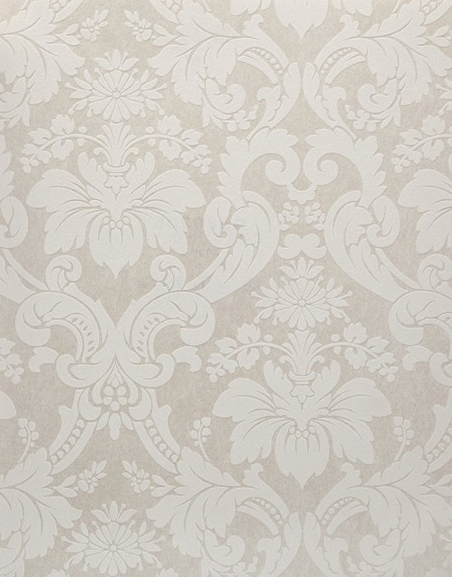 Damask Wallpaper Blue White Traditional By