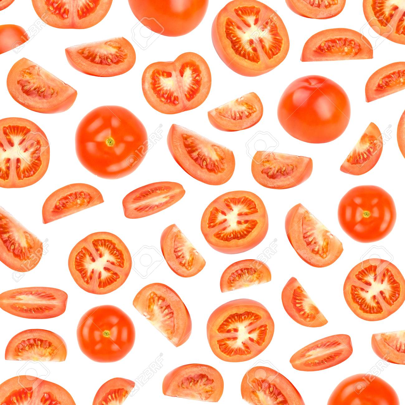 Fresh Red Tomato Photographic Pattern Wallpaper Isolated