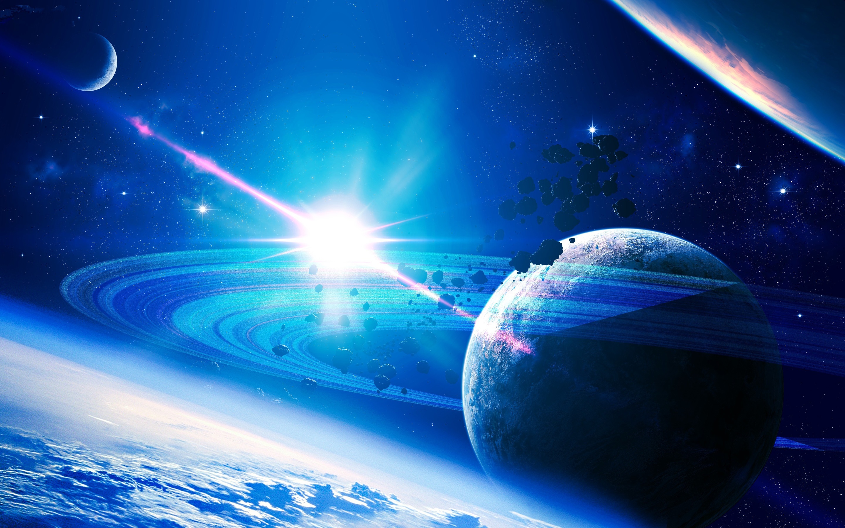Cool HD amp 3D Wallpapers Giant Planets Star Blue Lights