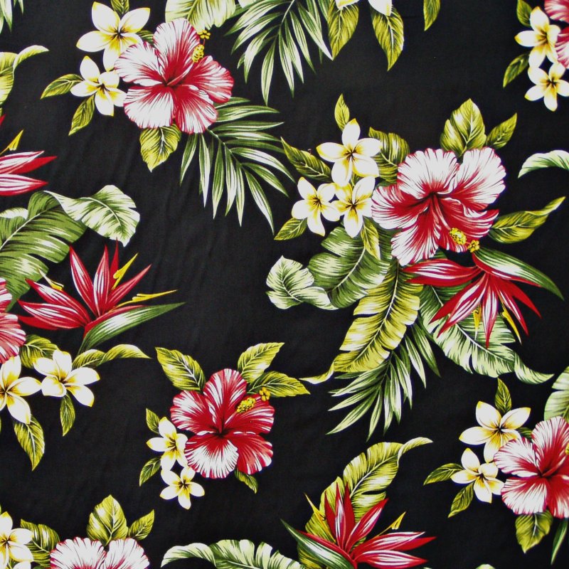 Tropical Print Wallpaper Floral Black