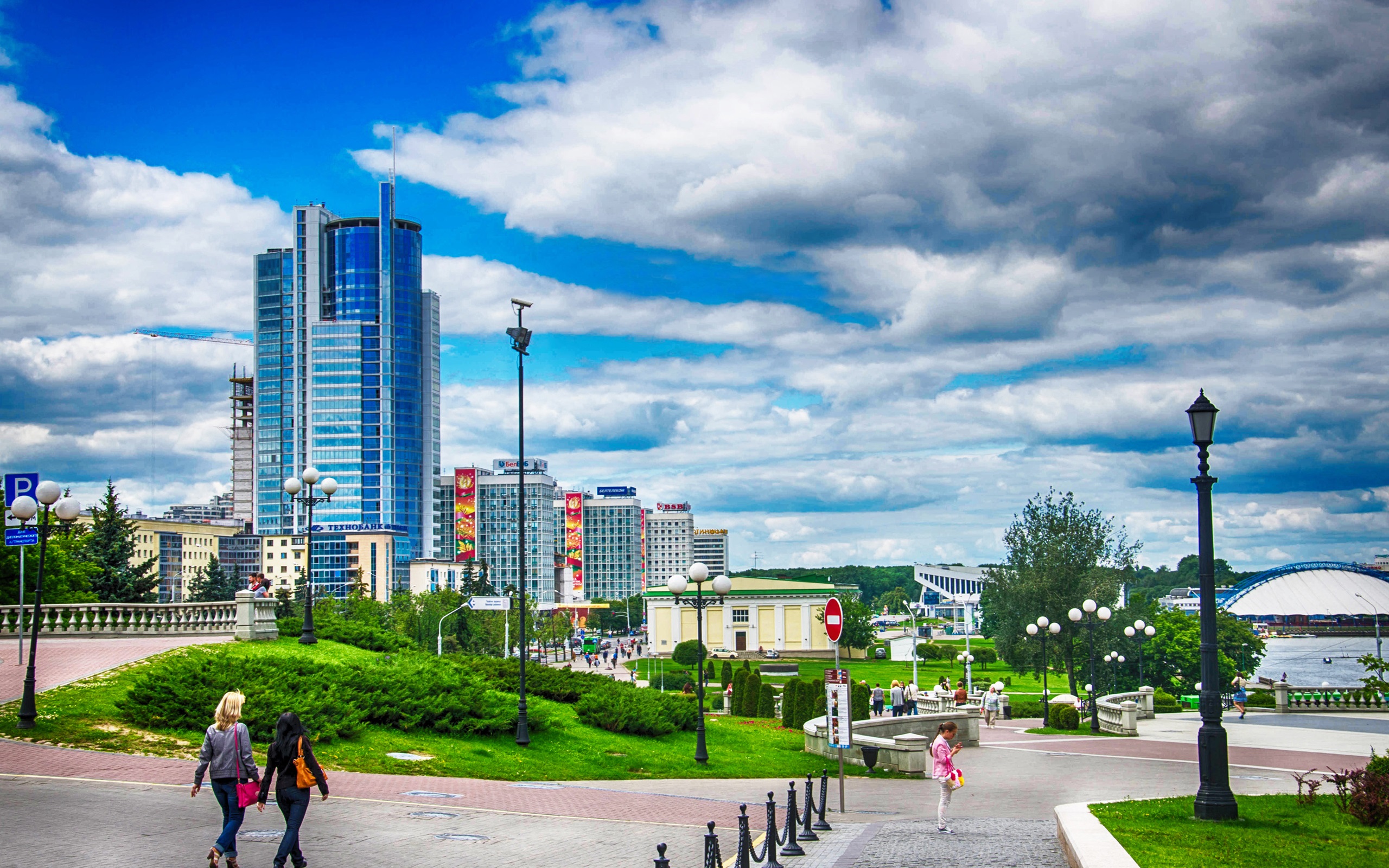 Wallpaper Minsk Belarus City Houses Clouds HD