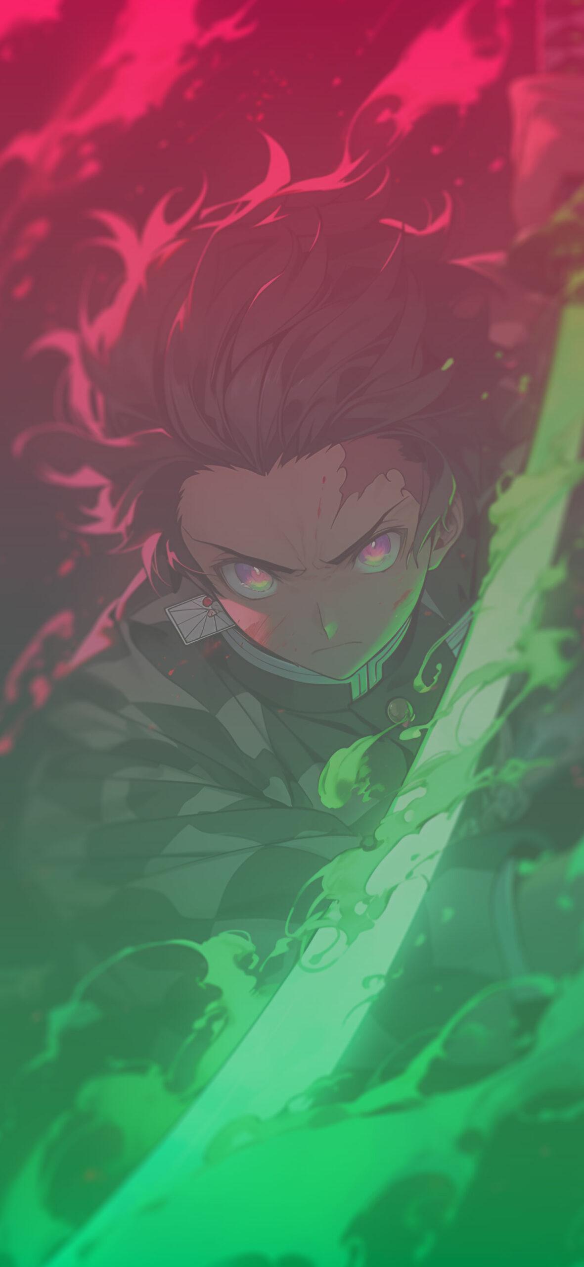 Tanjiro With Green Neon Anime Wallpaper Demon Slayer