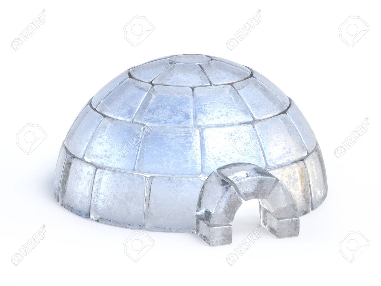 Igloo Made Of Ice Blocks Isolated On The White Background 3d