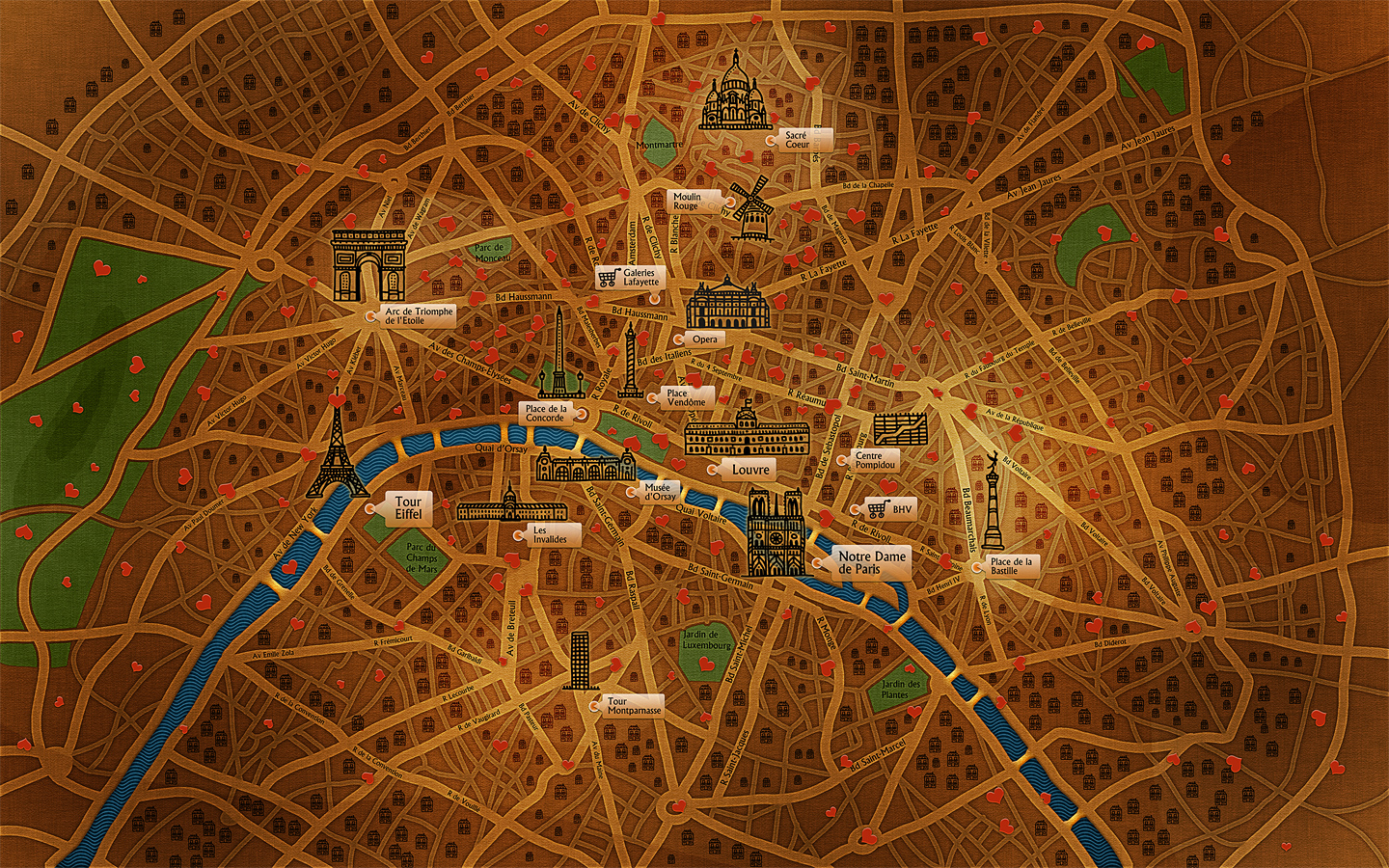 1440x900 Paris Map desktop PC and Mac wallpaper