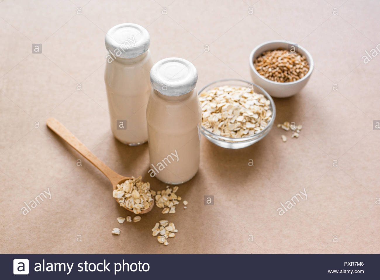 Free download Oat Milk alternative on beige background copy space