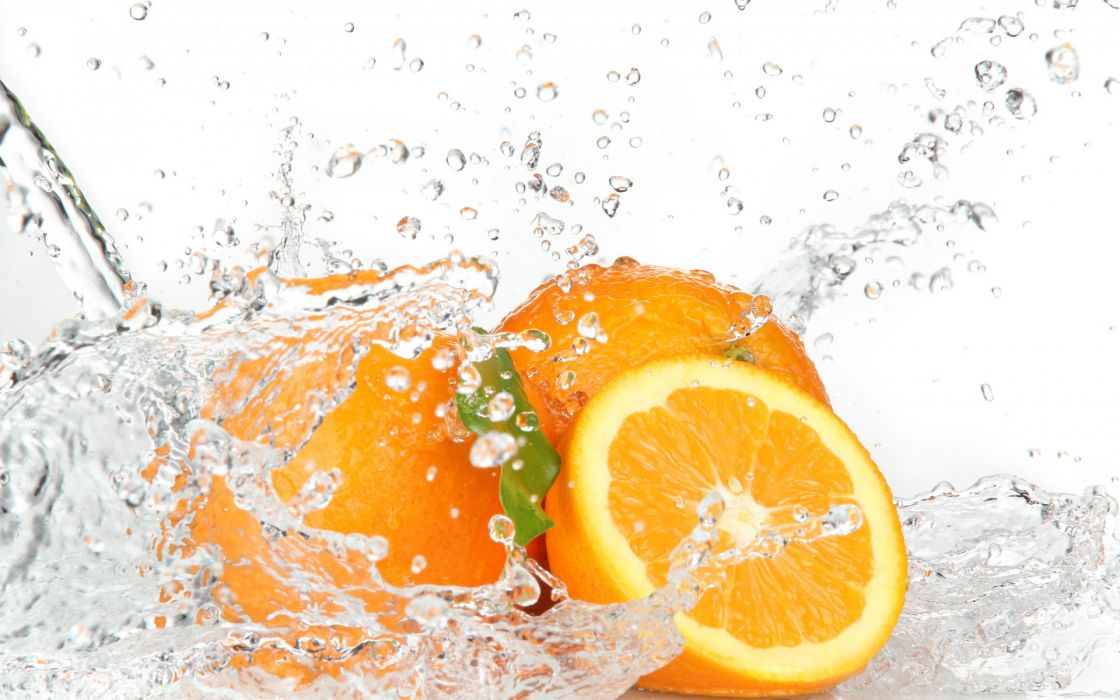 Oranges Water Splash Drops Wallpaper