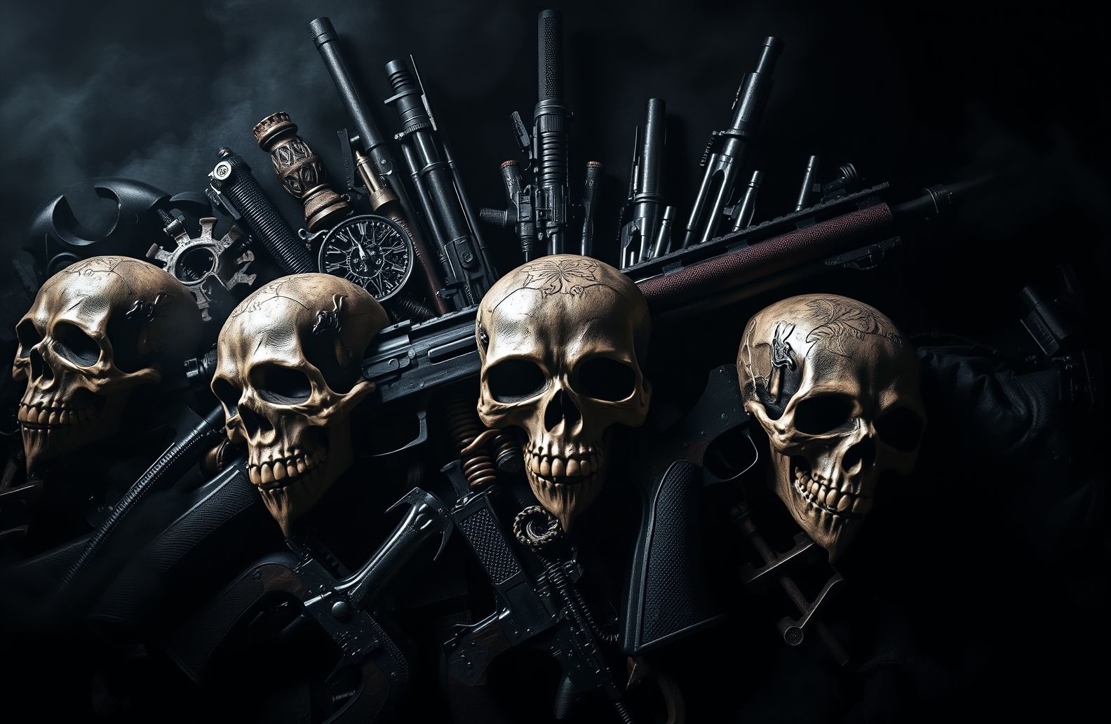 Skulls And Guns Wallpaper