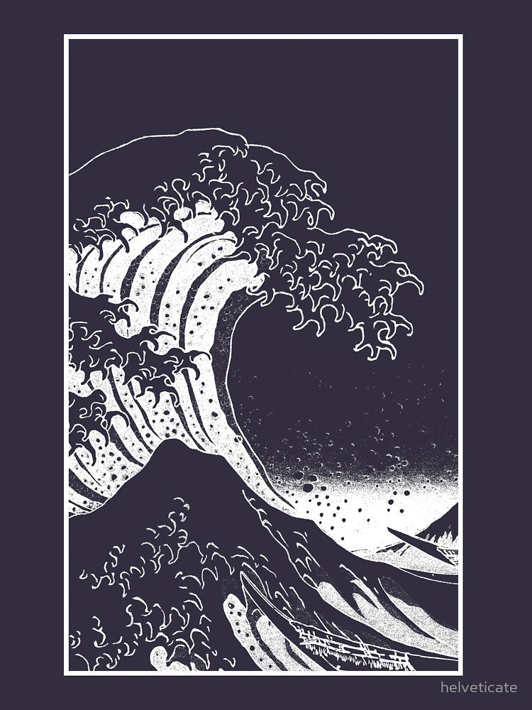 Black White Hokusai Great Wave Essential T Shirt by helveticate