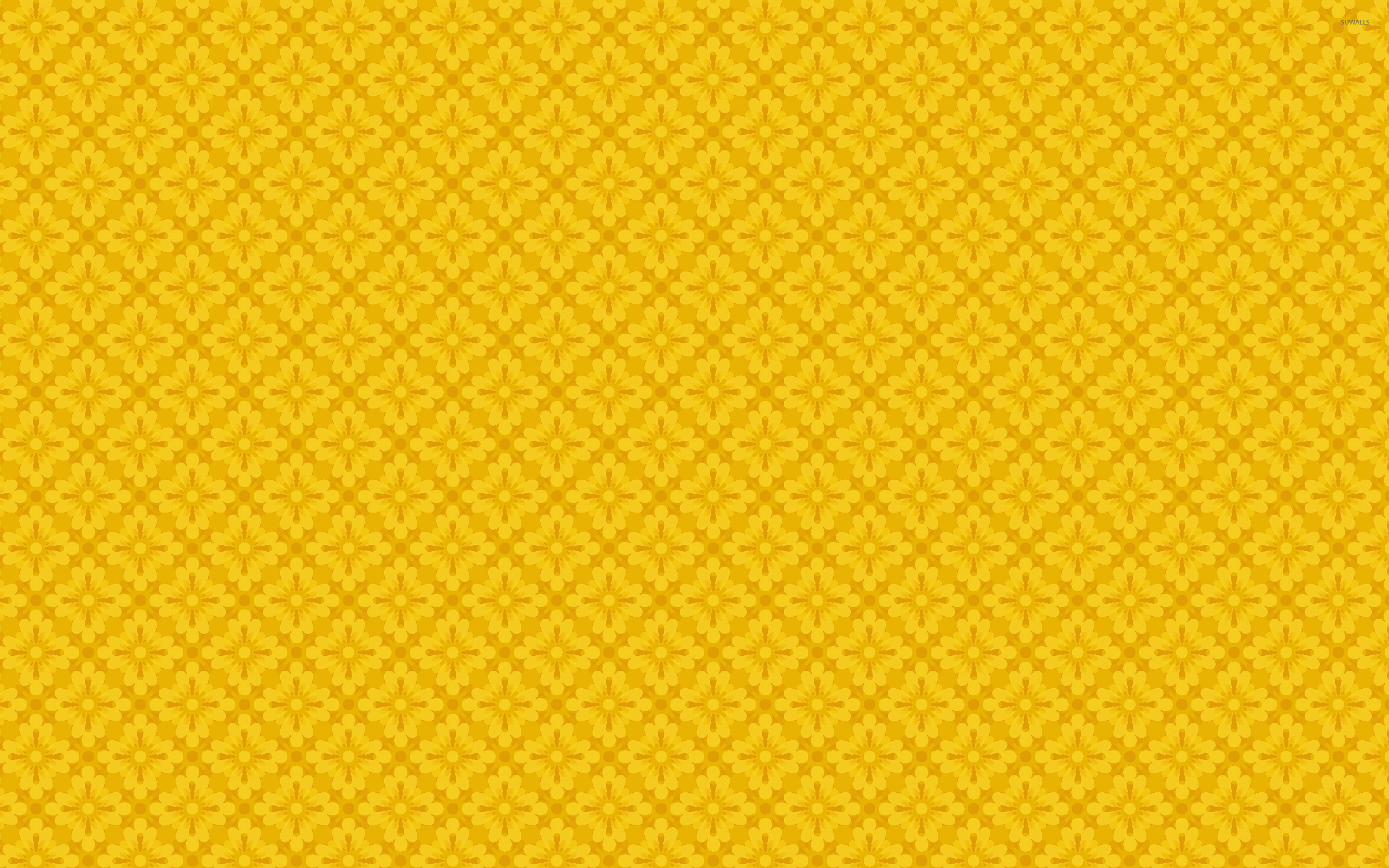 Yellow Floral Pattern Wallpaper Abstract
