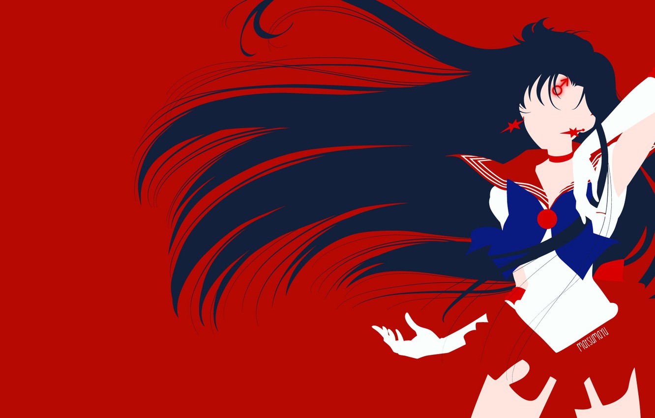 Wallpaper Girl Minimalism Red Background Sailor Moon Image For
