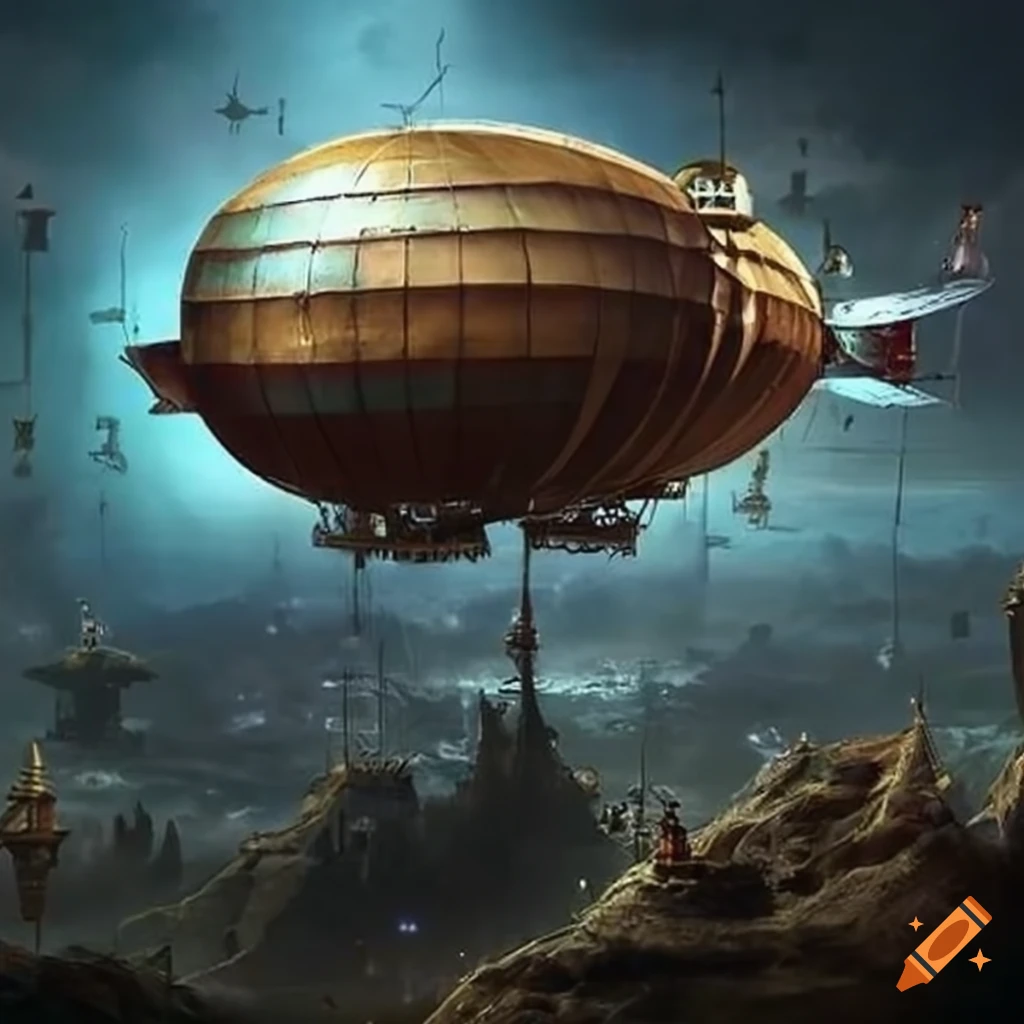 🔥 Free download Grand steampunk airship venturing over space and land ...