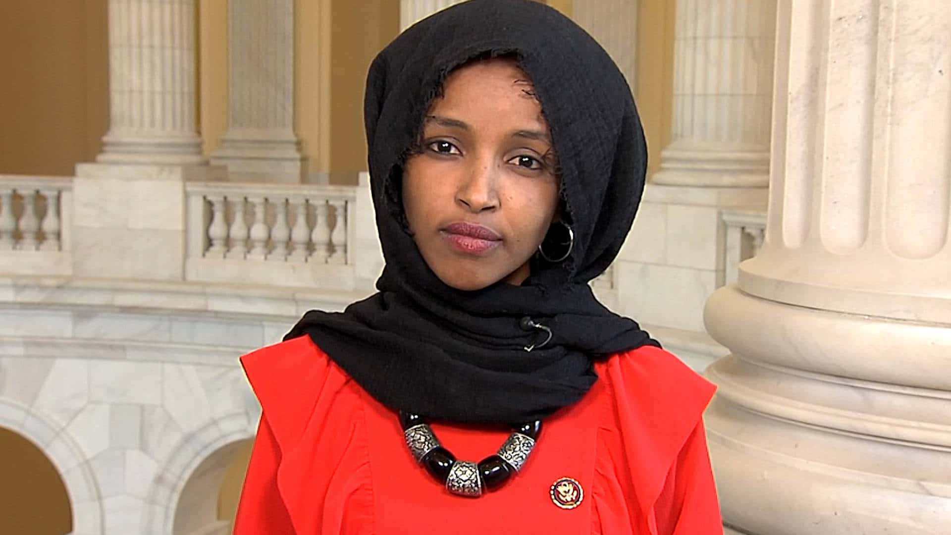 Ilhan Omar In An Orange Dress Zrx8irn33mok7tzm Wallpaper