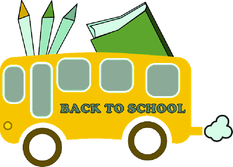 School Back Education Cartoon Bus Border