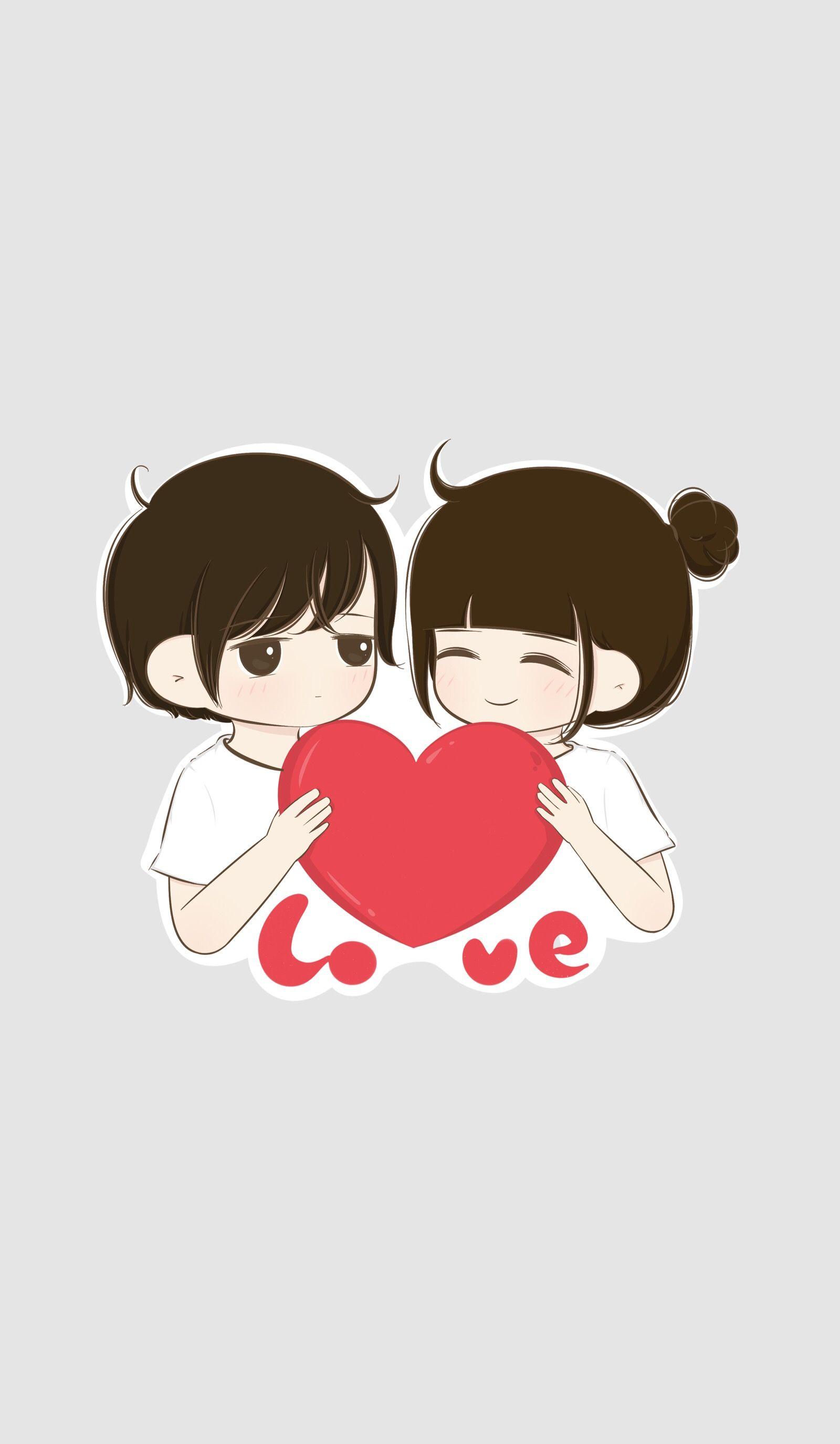 Love Cartoon Couple Cute Wallpaper