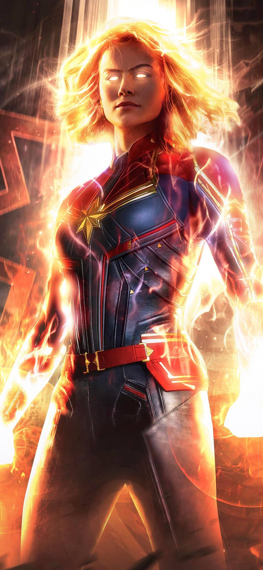 Captain Marvel Glowing 4k iPhone Wallpaper