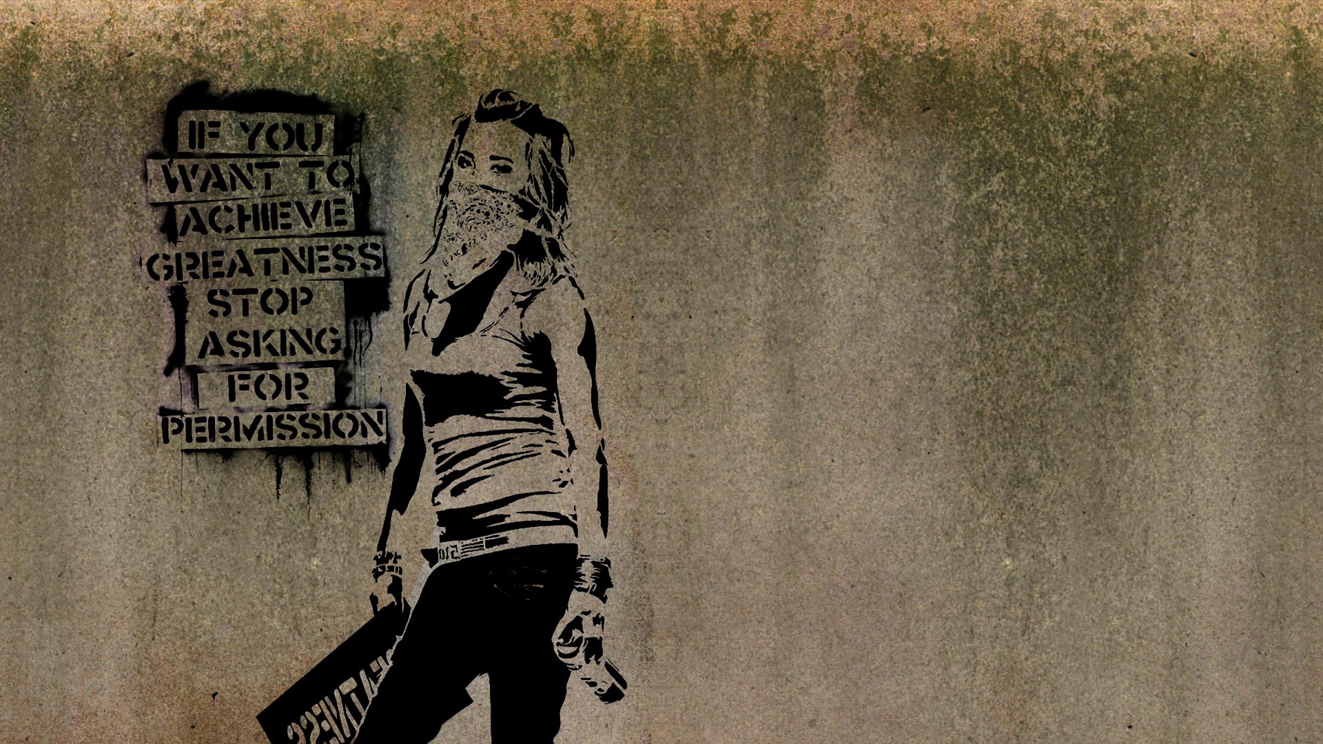 Graffiti Women Banksy Artwork Text Quote Minimalism