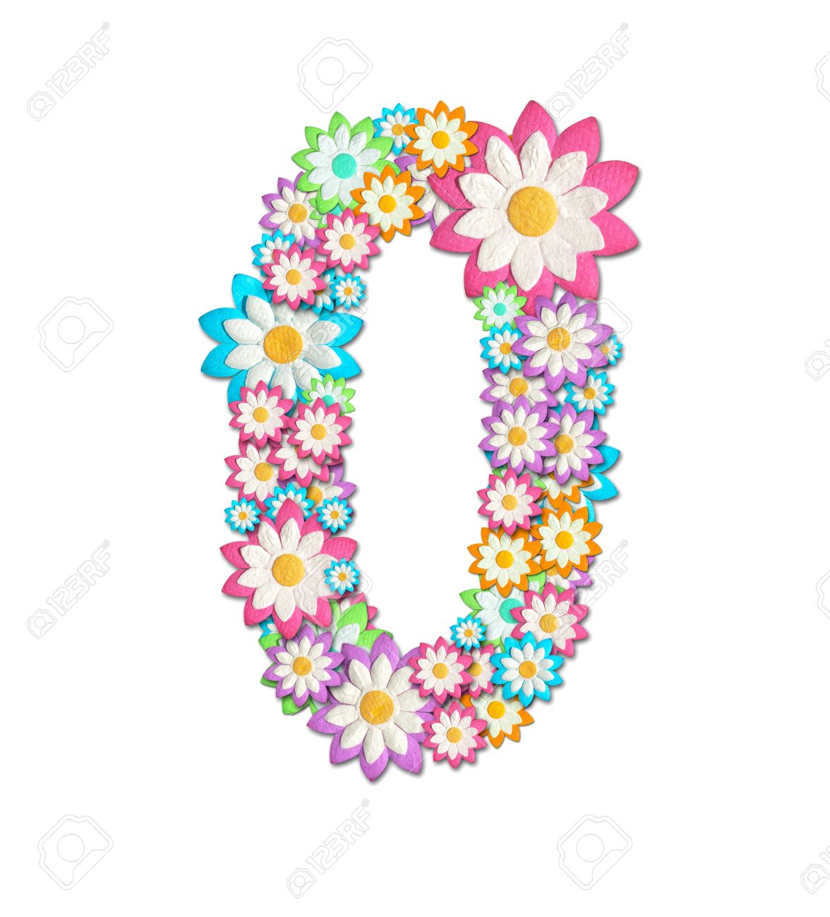 Number Create From Flower Isolated On White Background Stock