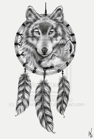Wolf Dreamcatcher Tattoo Design By Rozthompsonart