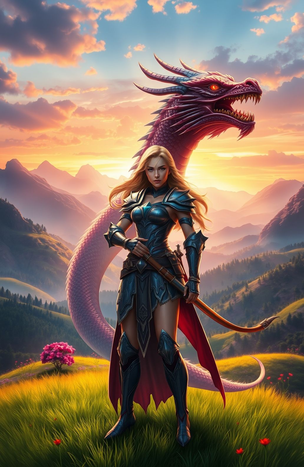 Woman And Dragon Wallpaper