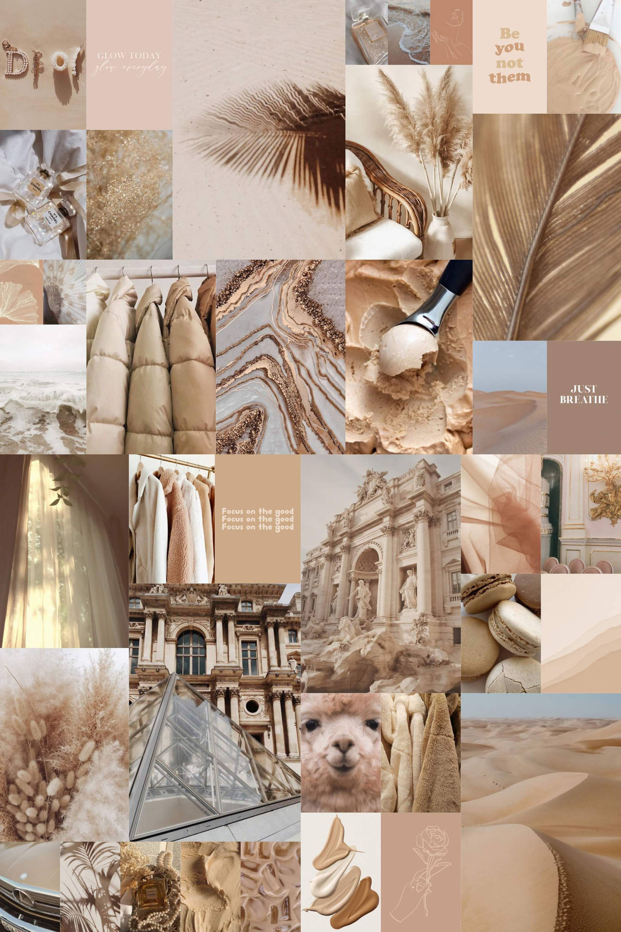 Beige Aesthetic Collage Wallpaper