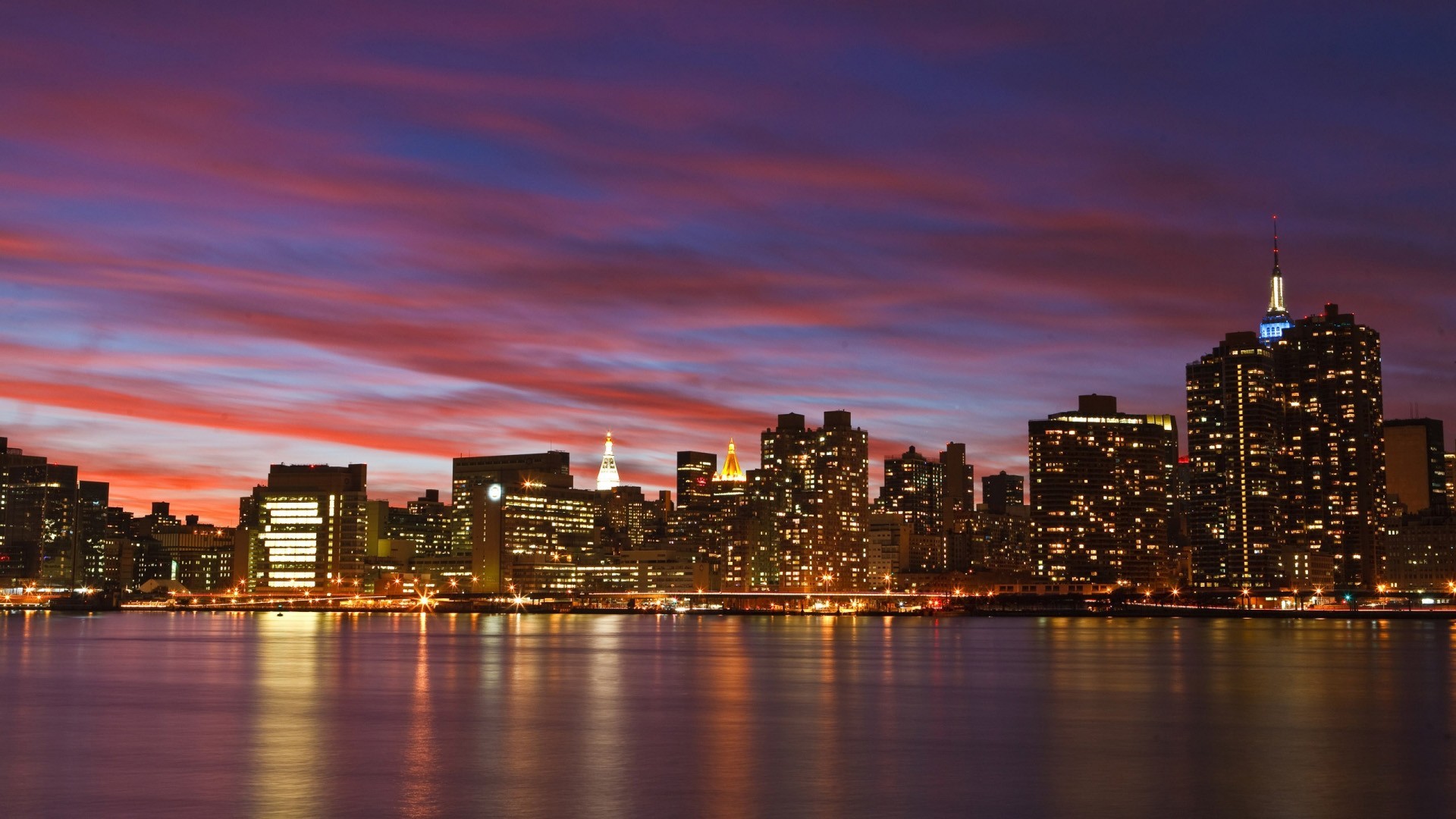 Cool Skyline Manhattan Night Wallpaper Hq Background HD
