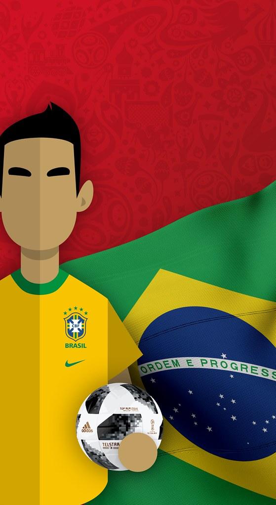 Team Brazil Football World Cup iPhone X Wallpaper