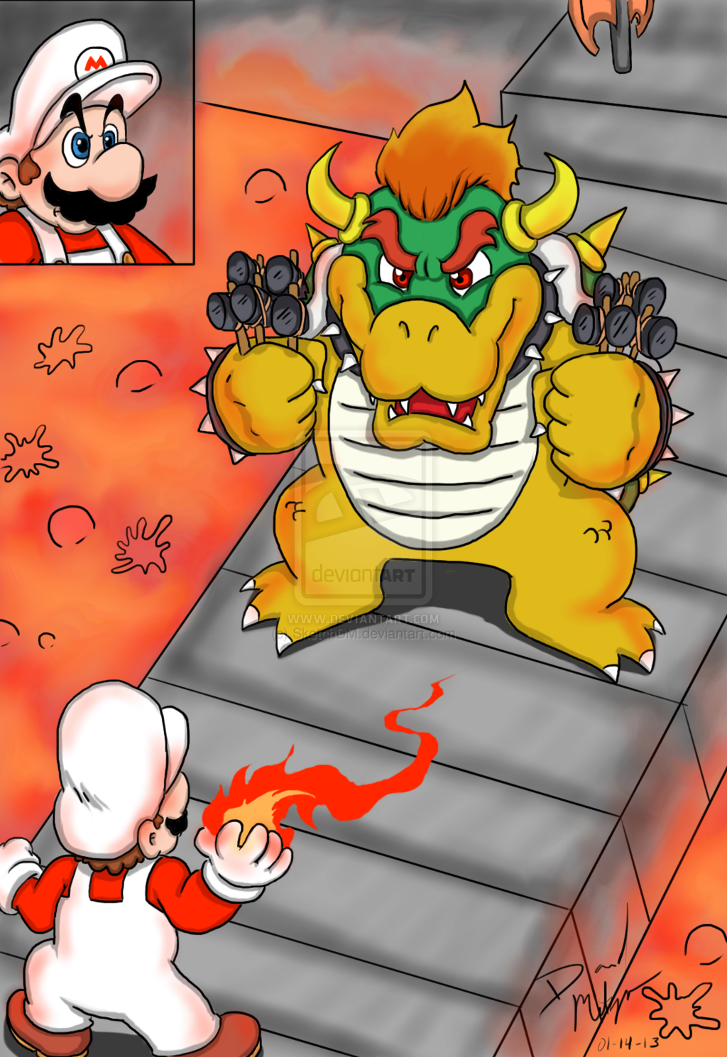 Mario Vs Bowser By SketcHDm