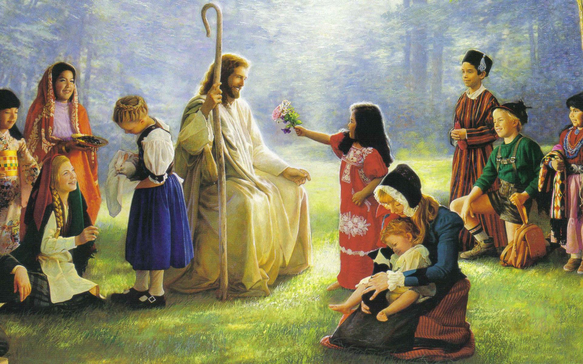  Jesus Christ And Children computer desktop wallpapers pictures 1920x1200