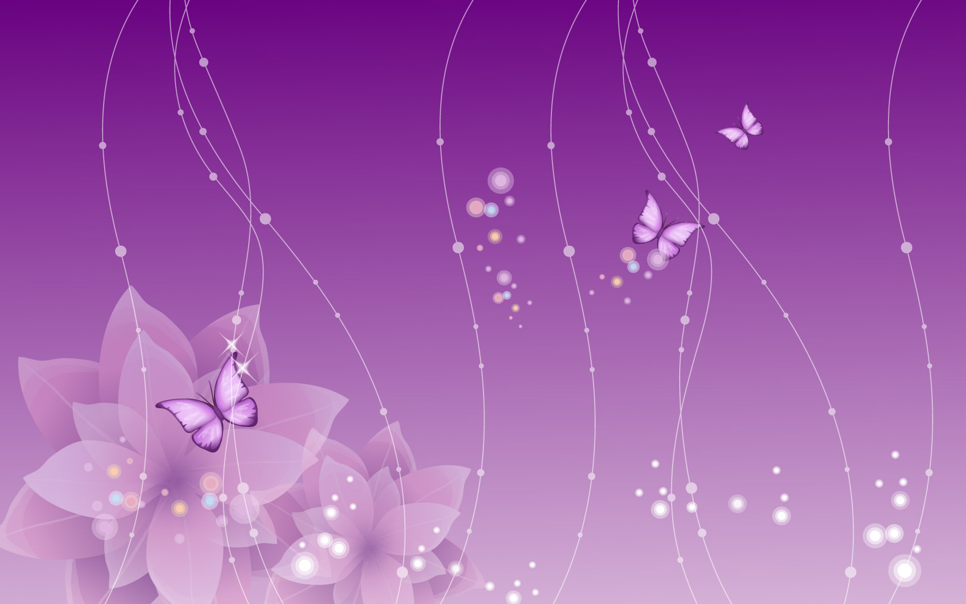 Download Purple flowers and butterflies wallpaper