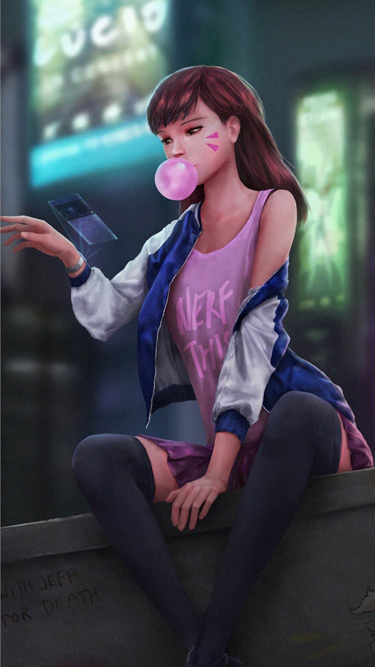 dva overwatch casual iPhone 8 Wallpapers Free Download