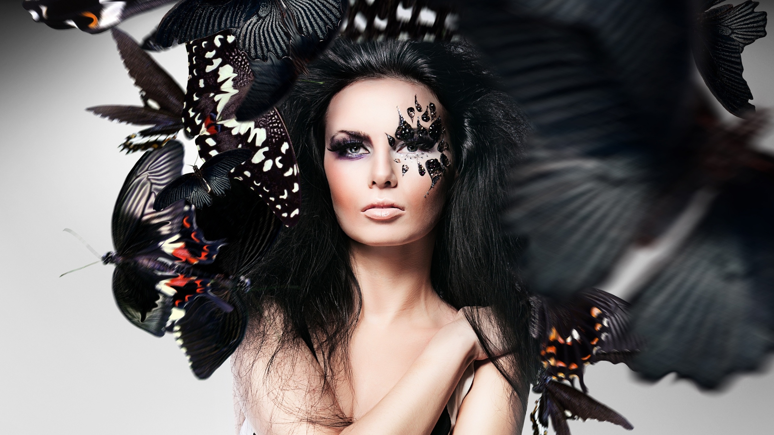 Girl Makeup Face Butterfly Photoshop Creative Design Jpg