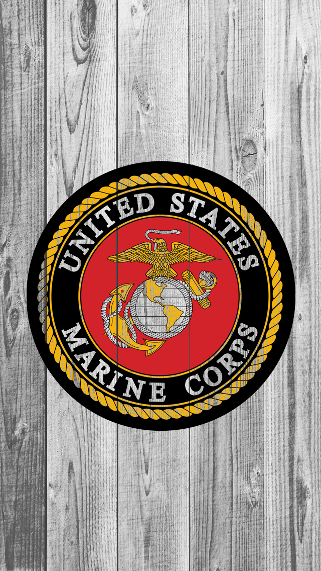 USMC logo on wood iPhone 5 Wallpaper 640x1136