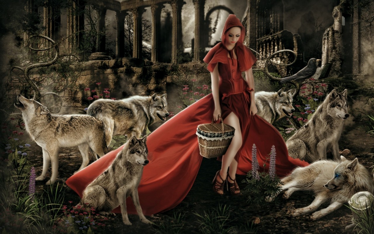 Red Riding Hood Wallpaper Stock Photos