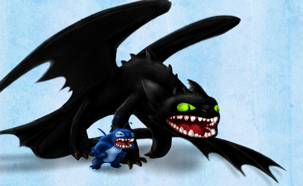 Stitch and Toothless by Arvata on