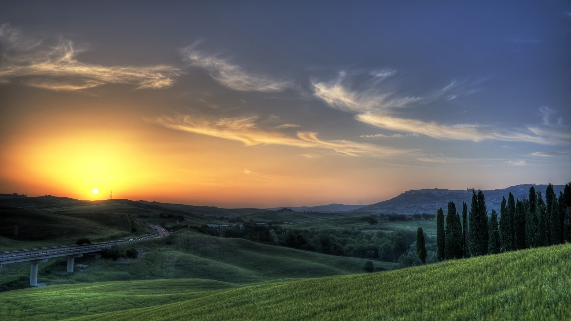 Tuscany Sunset Road Nature Html