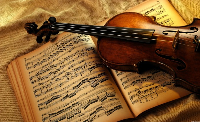 Violin And Notes Close Up Music Yellow
