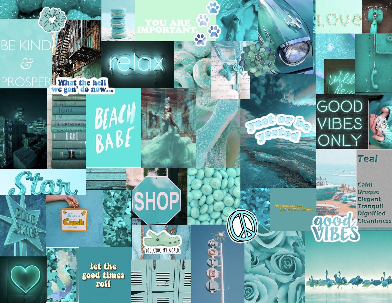 Download Saturated Tumblr Collage Aesthetic Teal Wallpaper  Wallpaperscom