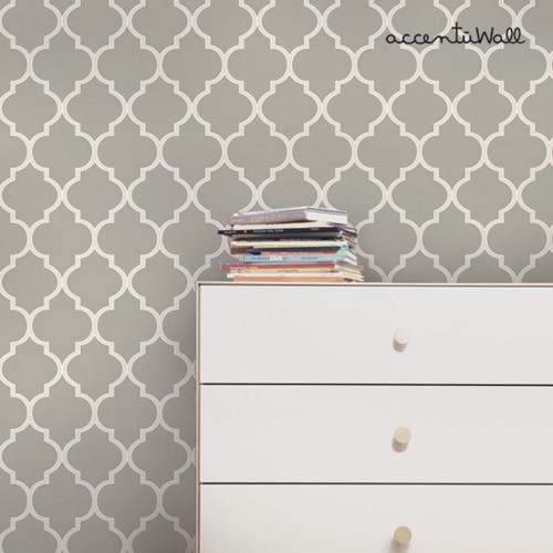 Moroccan Grey Peel and Stick Fabric Wallpaper Repositionable 500x500