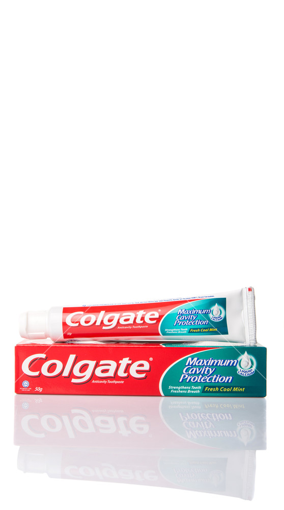 Colgate Toothpaste Over White Background Royalty Stock Image