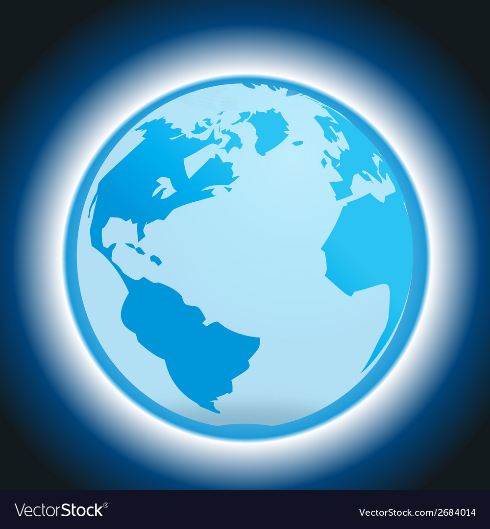 Dark Blue Background With Globe And Light Vector Image