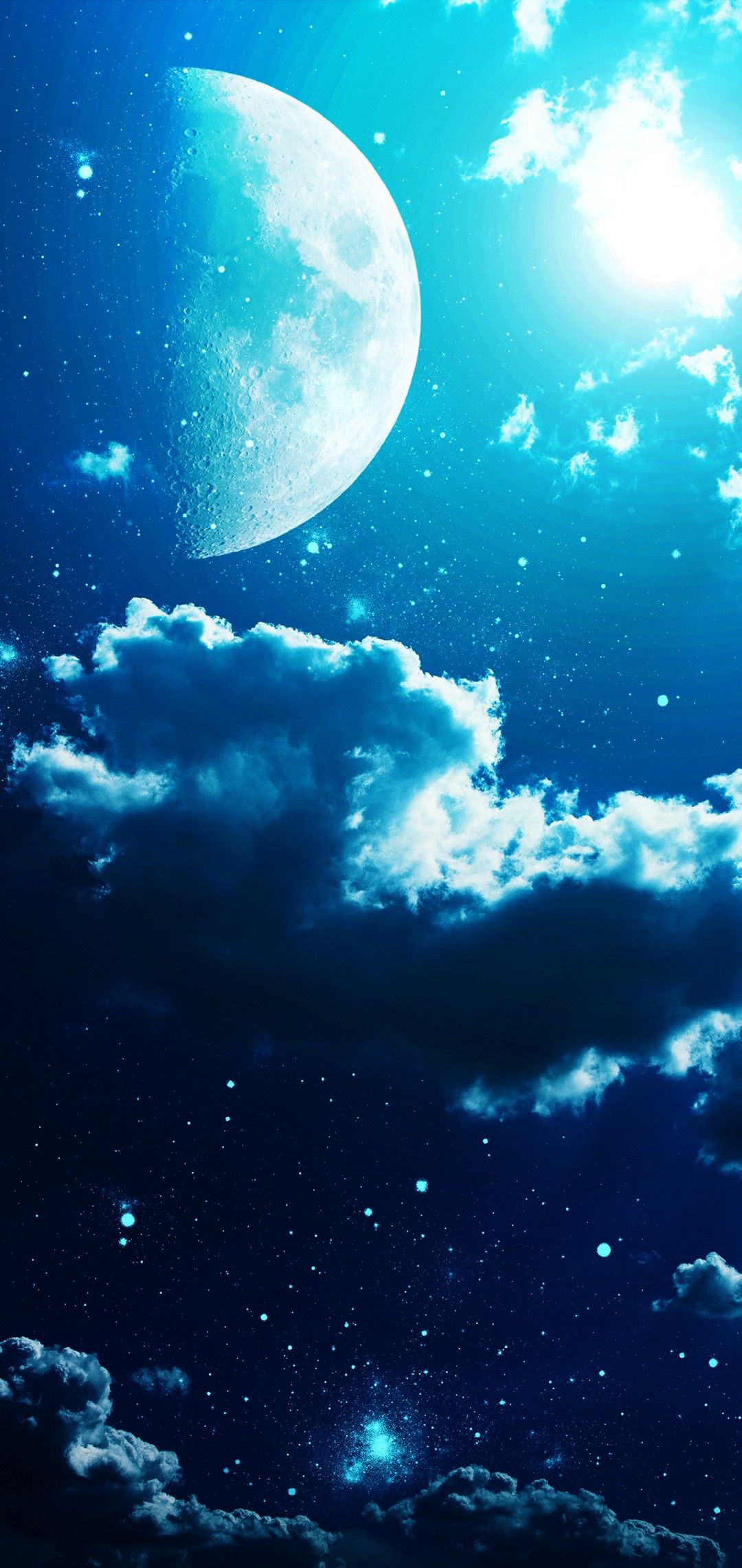 Full Moon And Stars Wallpaper On